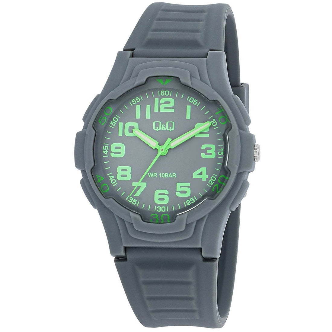 Q&Q Herrenuhr mit Silikonarmband, 10 BAR, grau
