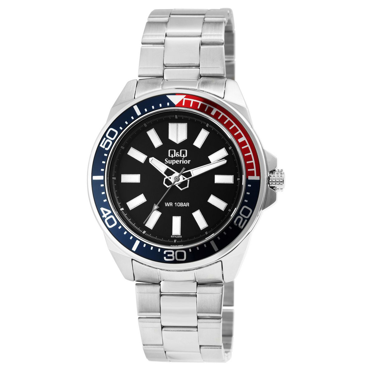 Q&Q Herrenuhr aus Edelstahl, 10 bar