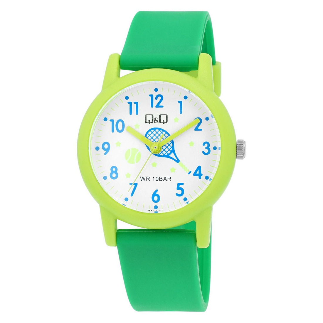 Q&Q Kinderuhr, Kunststoff, Silikonarmband, "Tennis", 10 ATM, Ø 32 mm