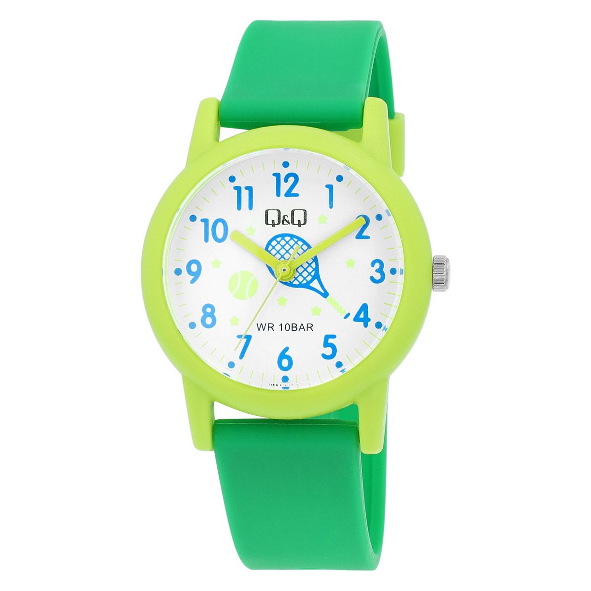 Q&Q Kinderuhr, Kunststoff, Silikonarmband, "Tennis", 10 ATM, Ø 32 mm
