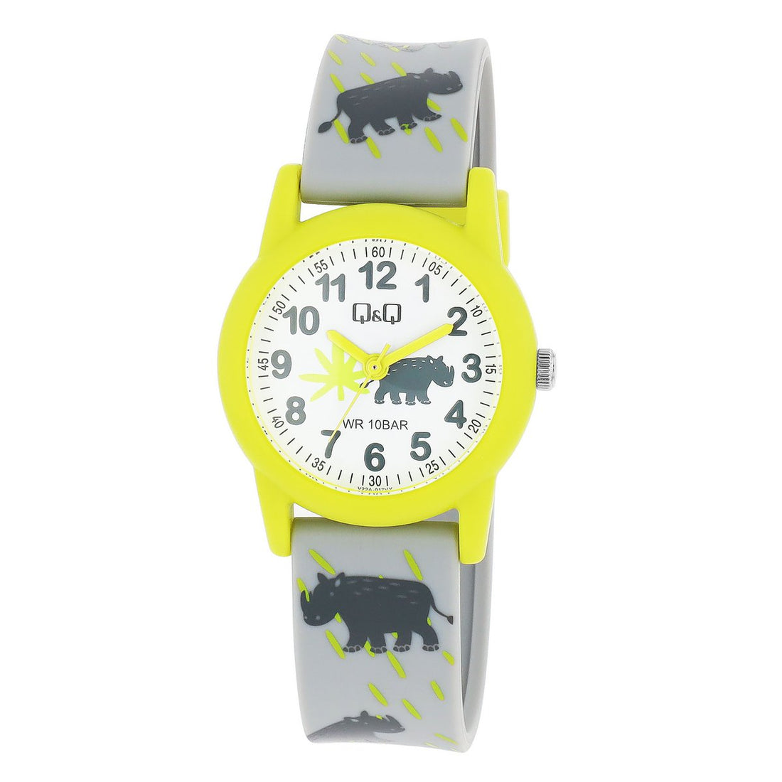 Q&Q Kinderuhr mit Silikonarmband, "Nashorn/ Safari", 10 Bar