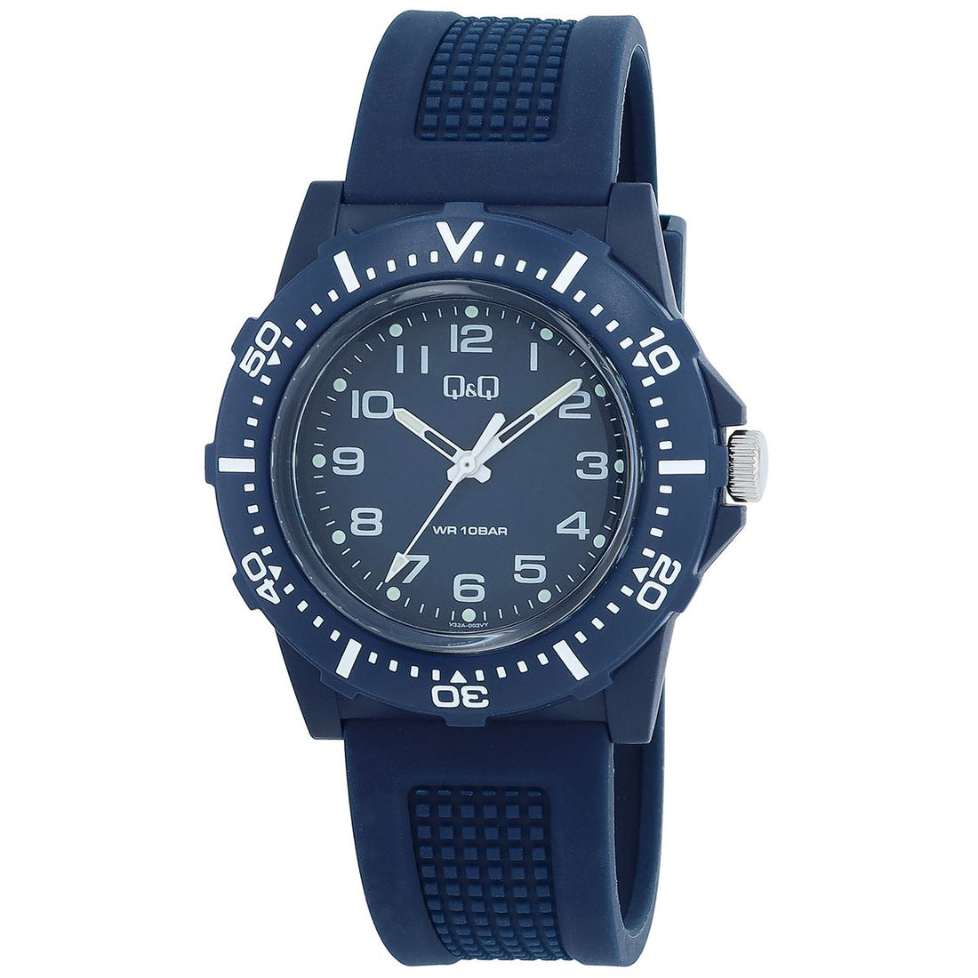 Q&Q Herrenuhr mit Silikonarmband, 10 BAR, blau