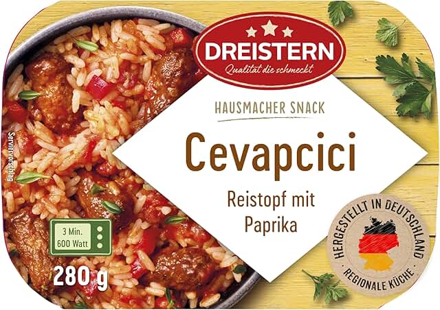 DREISTERN Cevapcici Fertiggericht mit Paprika und Reis