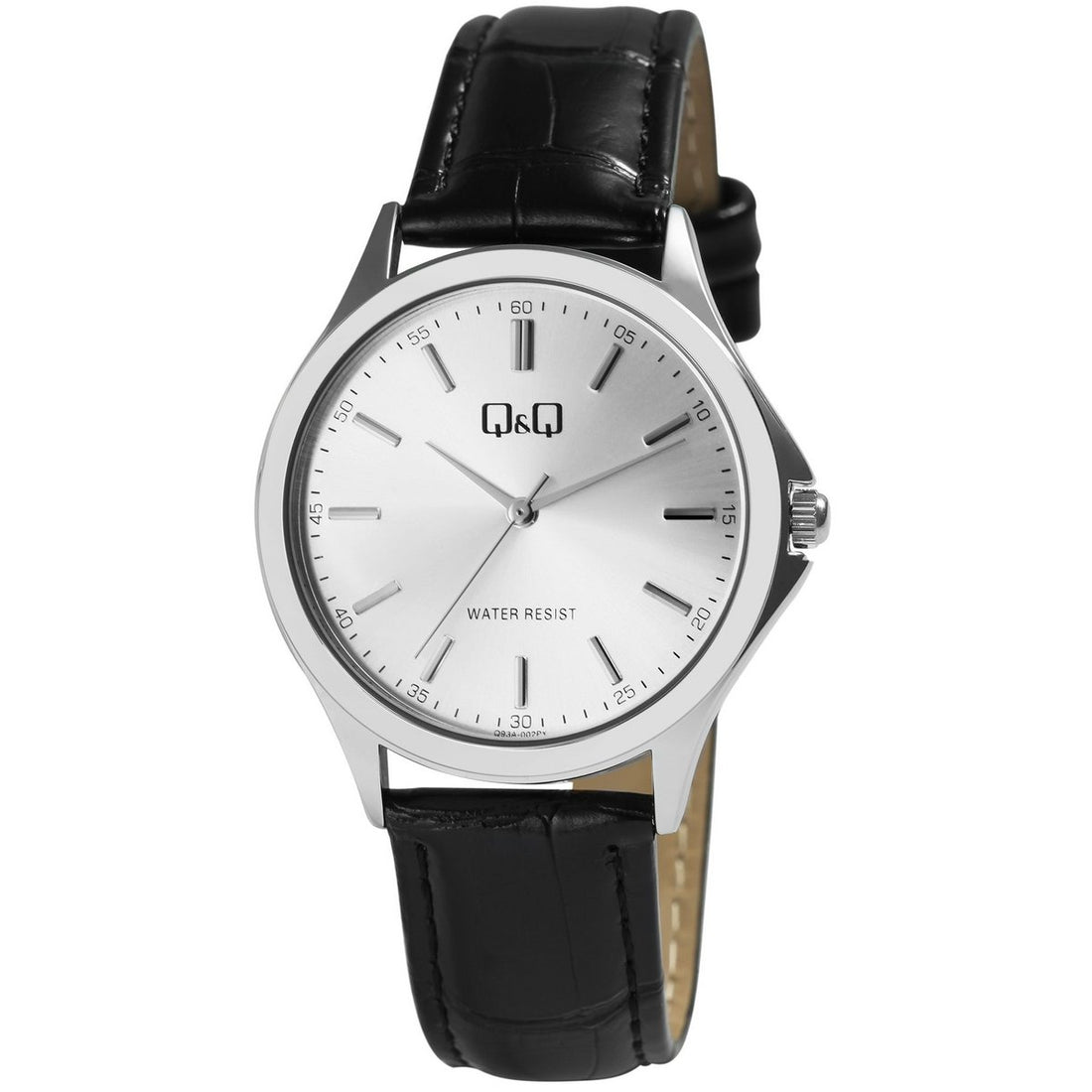 Q&Q Herrenuhr mit Lederimitationsarmband, 3 Bar, schwarz/ZB silberfarben