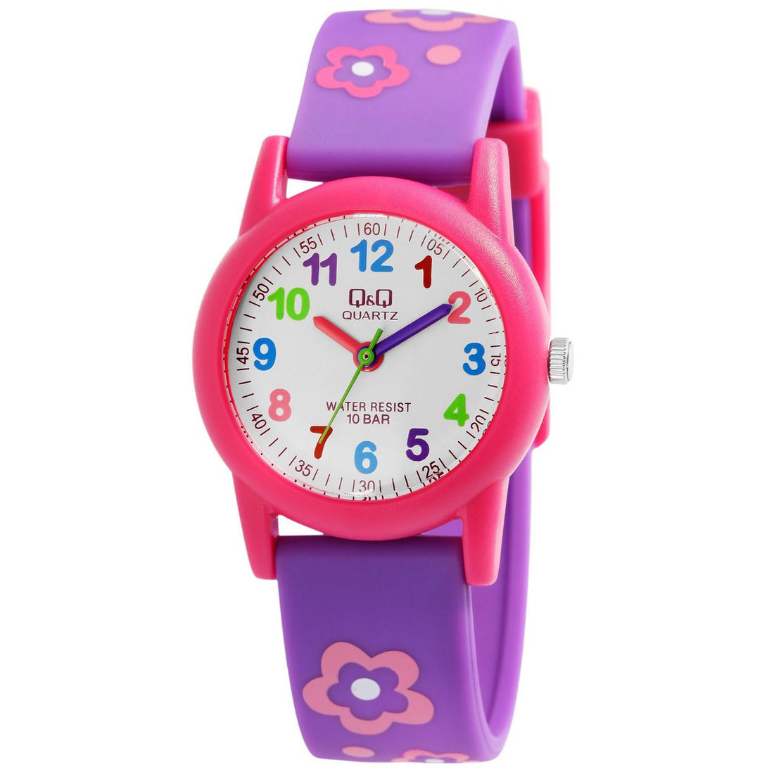 Q&Q Kinderuhr "Blume", Band aus Resin, 10 ATM