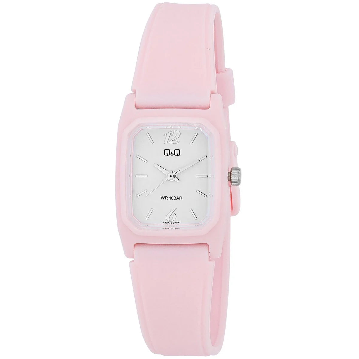 Q&Q Damenuhr mit Silikonarmband, 10 BAR, rosa