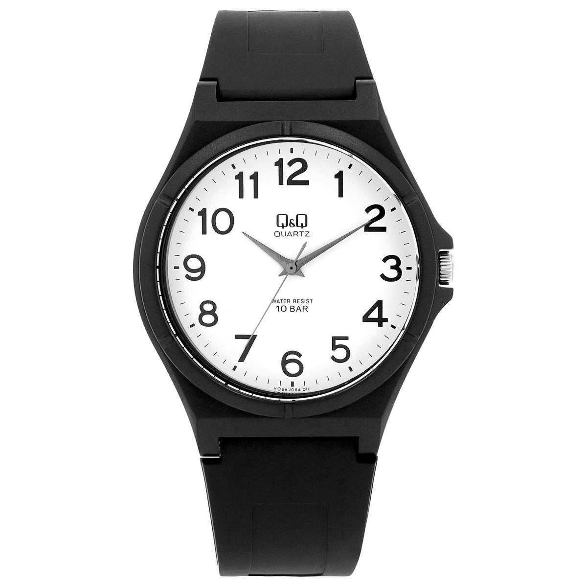 Q&Q Herrenuhr mit Resinband, Ø 43 mm, schwarz/ weiß