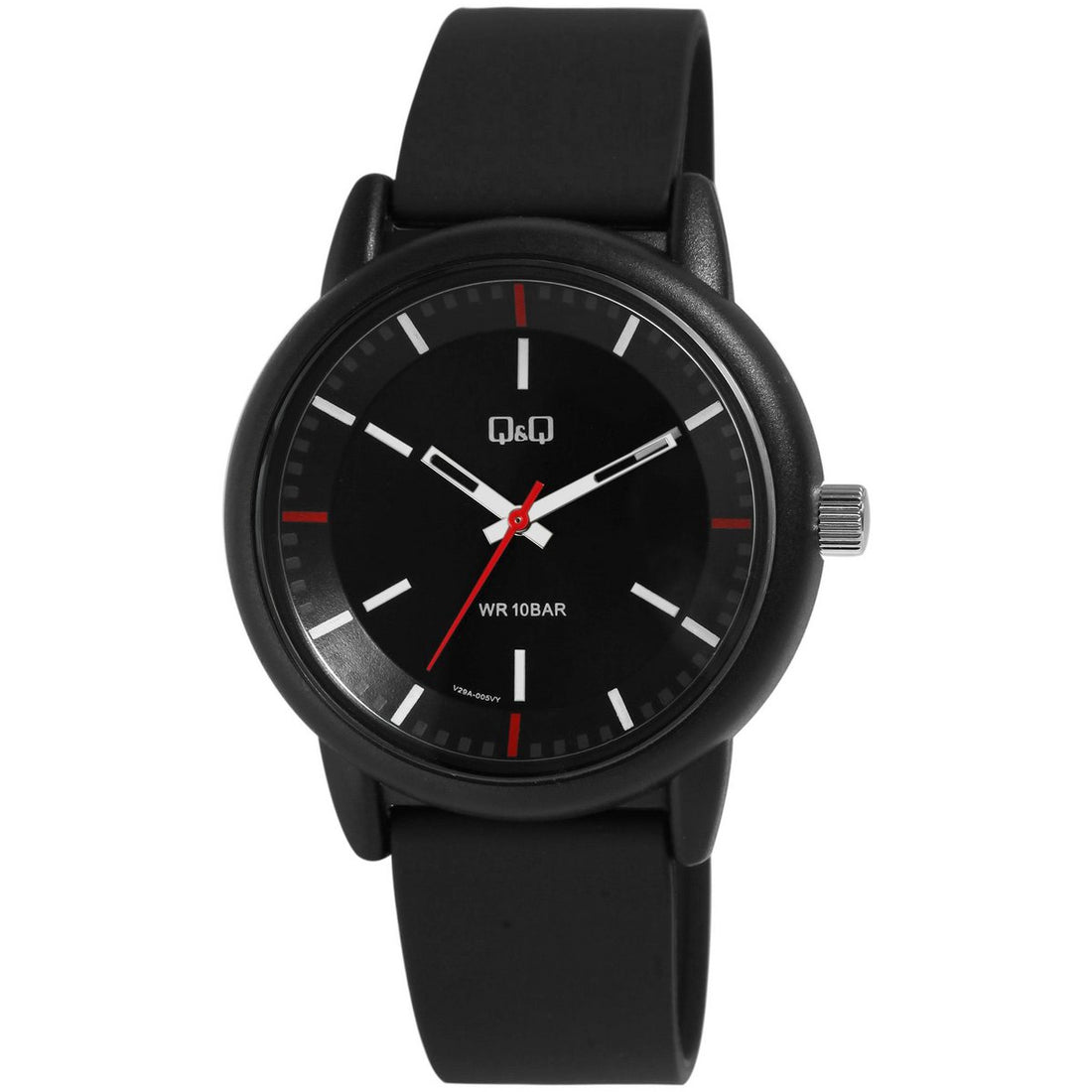 Q&amp;Q Herrenuhr mit Silikonarmband, Ø 42 mm, schwarz/rot