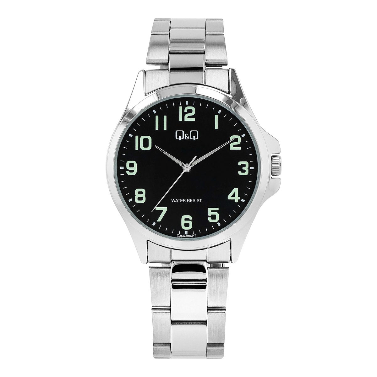 Q&amp;Q Herrenuhr, Edelstahlband, Ø 40 mm, silberfarben/ schwarz