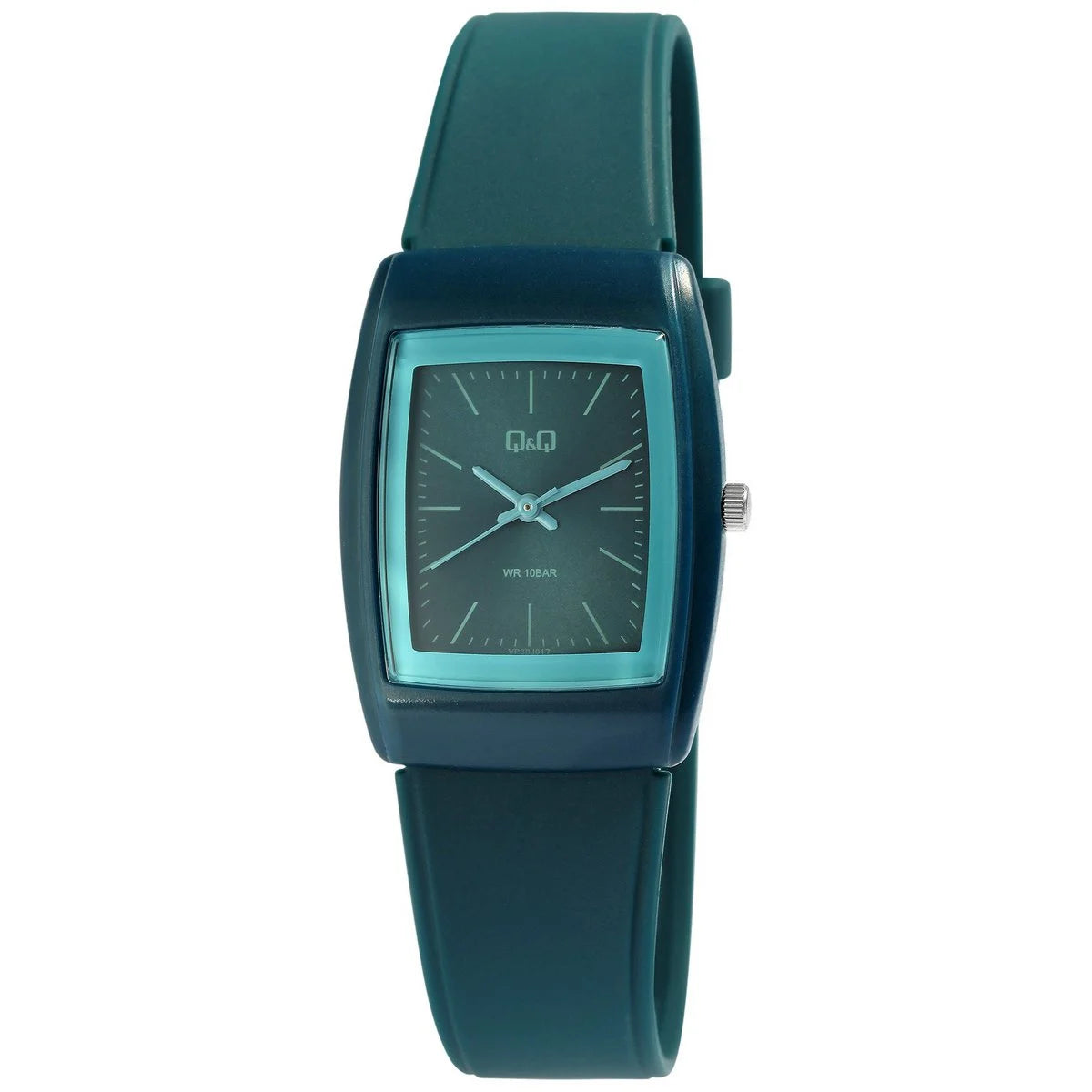 Q&amp;Q Damenuhr mit Kunststoffarmband in blau, 10 Bar wasserdicht