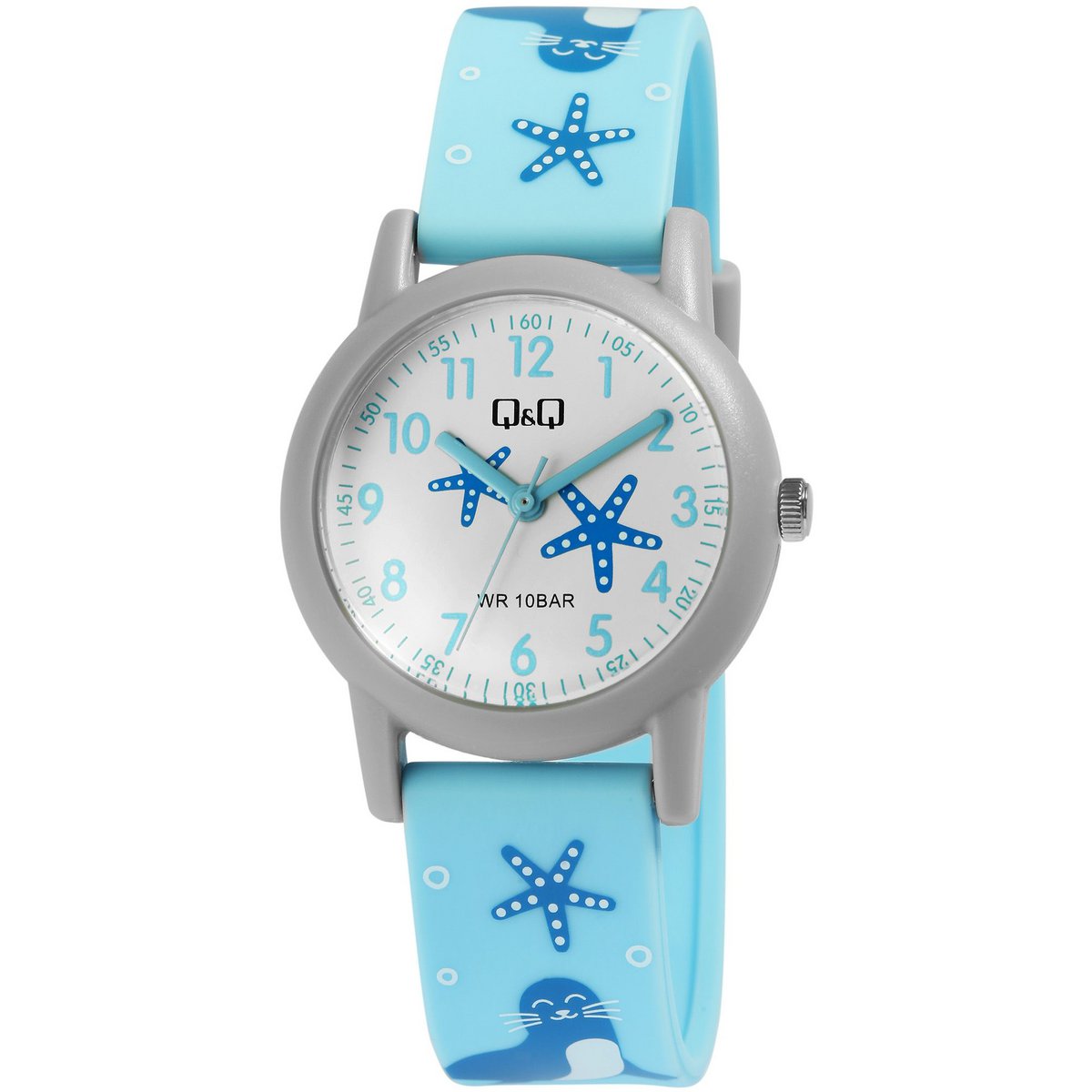 Q&amp;Q Kinderuhr, Kunststoff, Silikonarmband, "Meer/ maritim", 10 ATM, Ø 32 mm