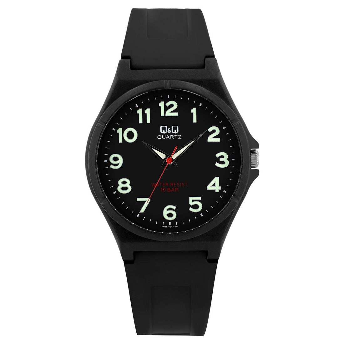 Q&amp;Q Herrenuhr mit Resinband, Ø 43 mm, schwarz