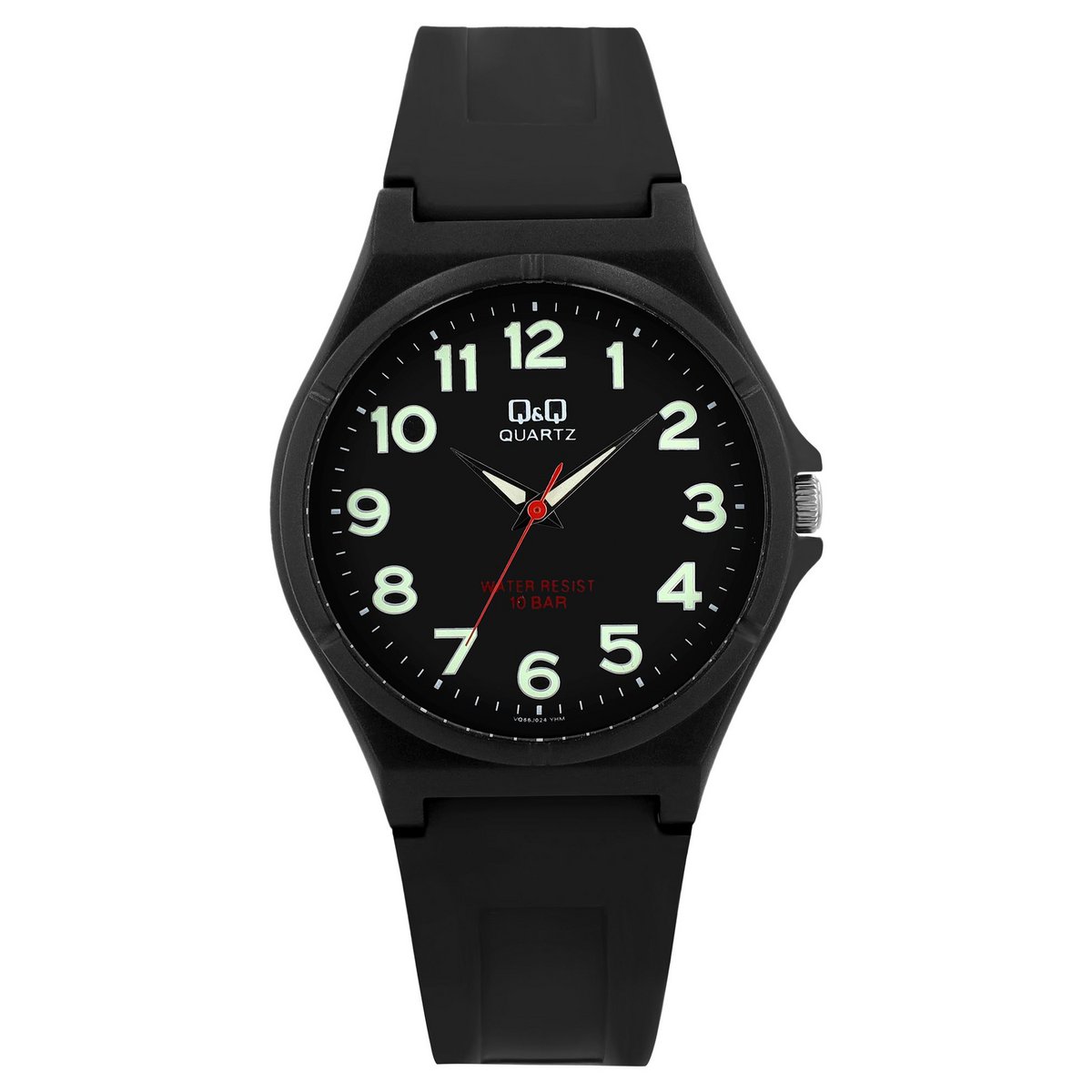 Q&amp;Q Herrenuhr mit Resinband, Ø 43 mm, schwarz
