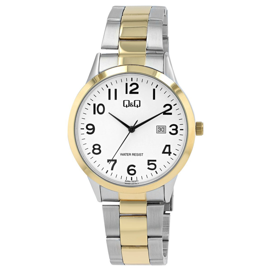 Q&amp;Q Herrenuhr mit Edelstahlband Ø 40 mm, bicolor/ weiß