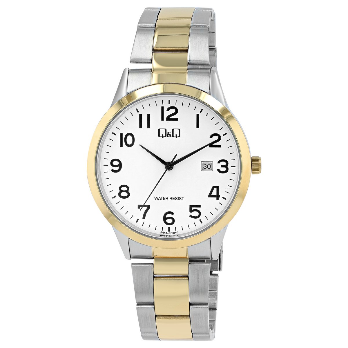Q&amp;Q Herrenuhr mit Edelstahlband Ø 40 mm, bicolor/ weiß