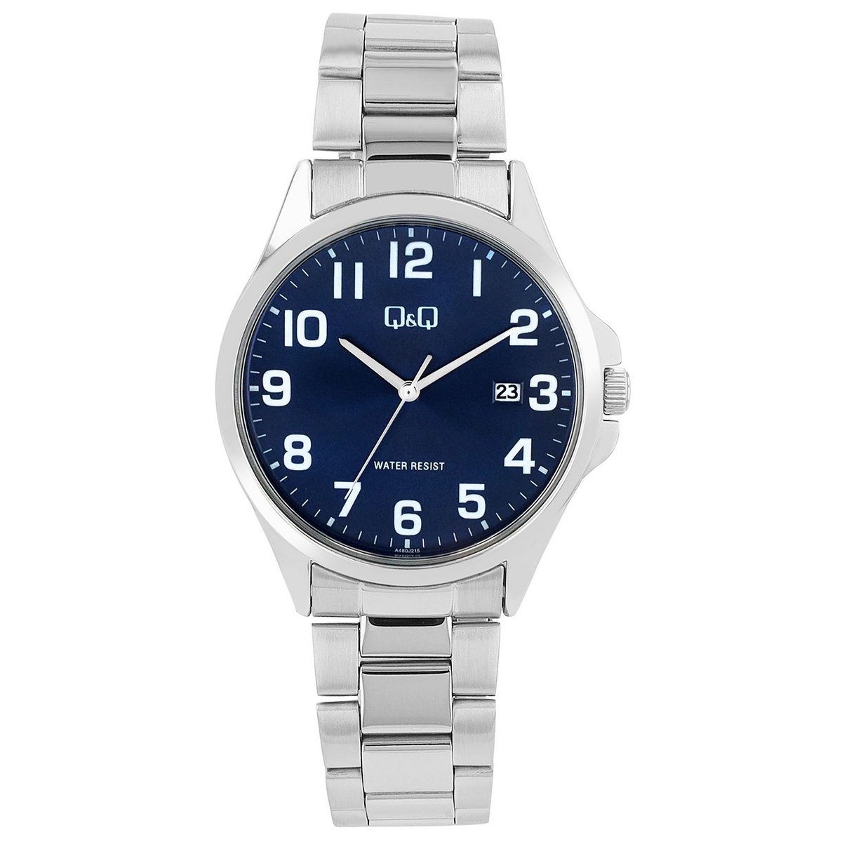 Q&amp;Q Herrenuhr Edelstahlarmband blau