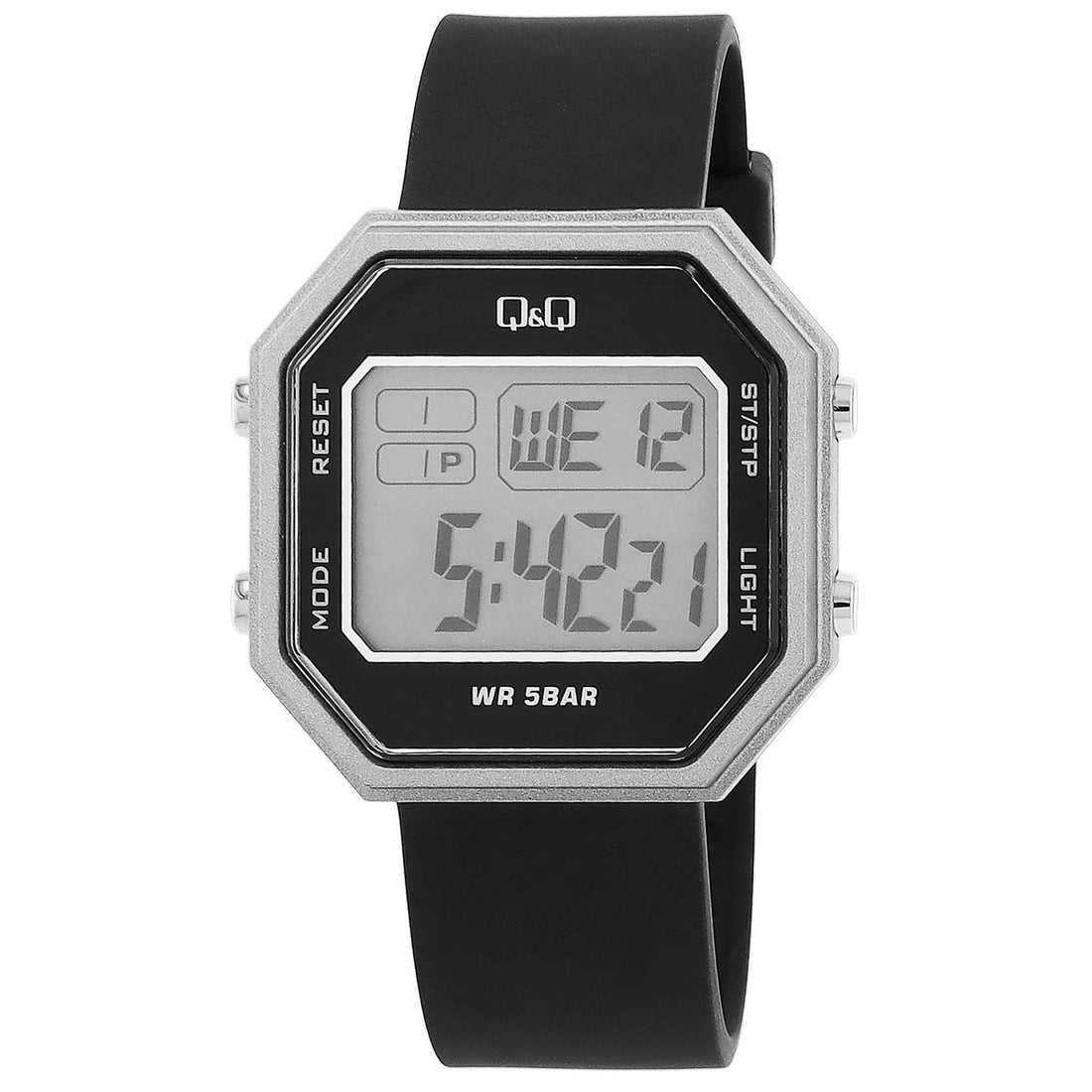 Digitaluhr mit Kunststoffarmband, schwarz/ silberfarben