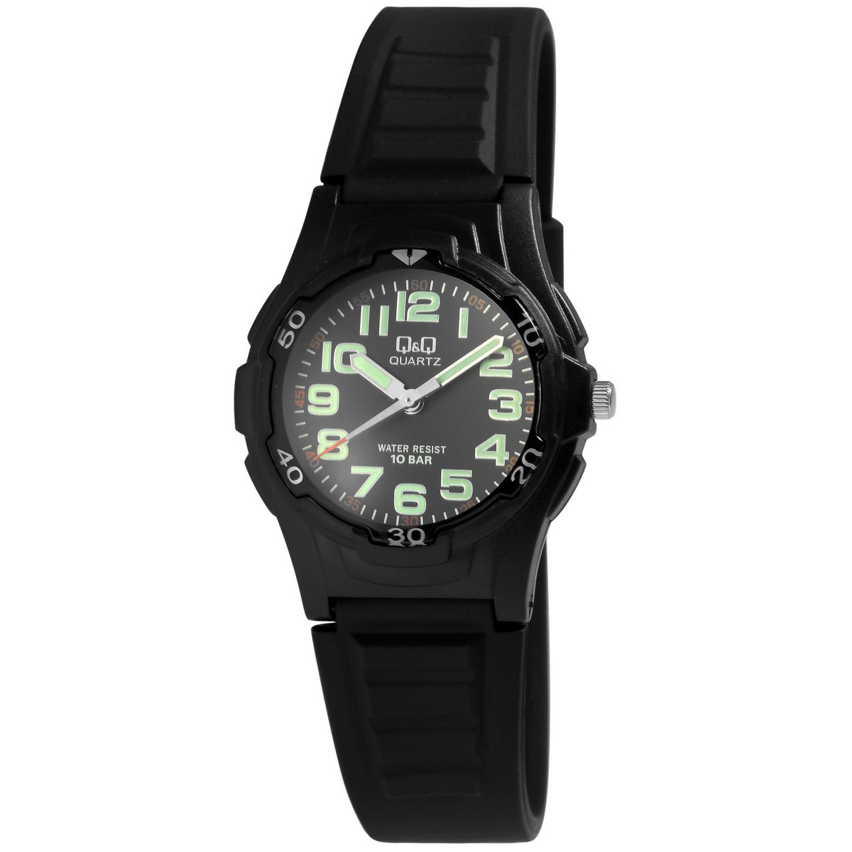 Q&amp;Q Jugenduhr mit Resinband, Ø 33 mm, schwarz