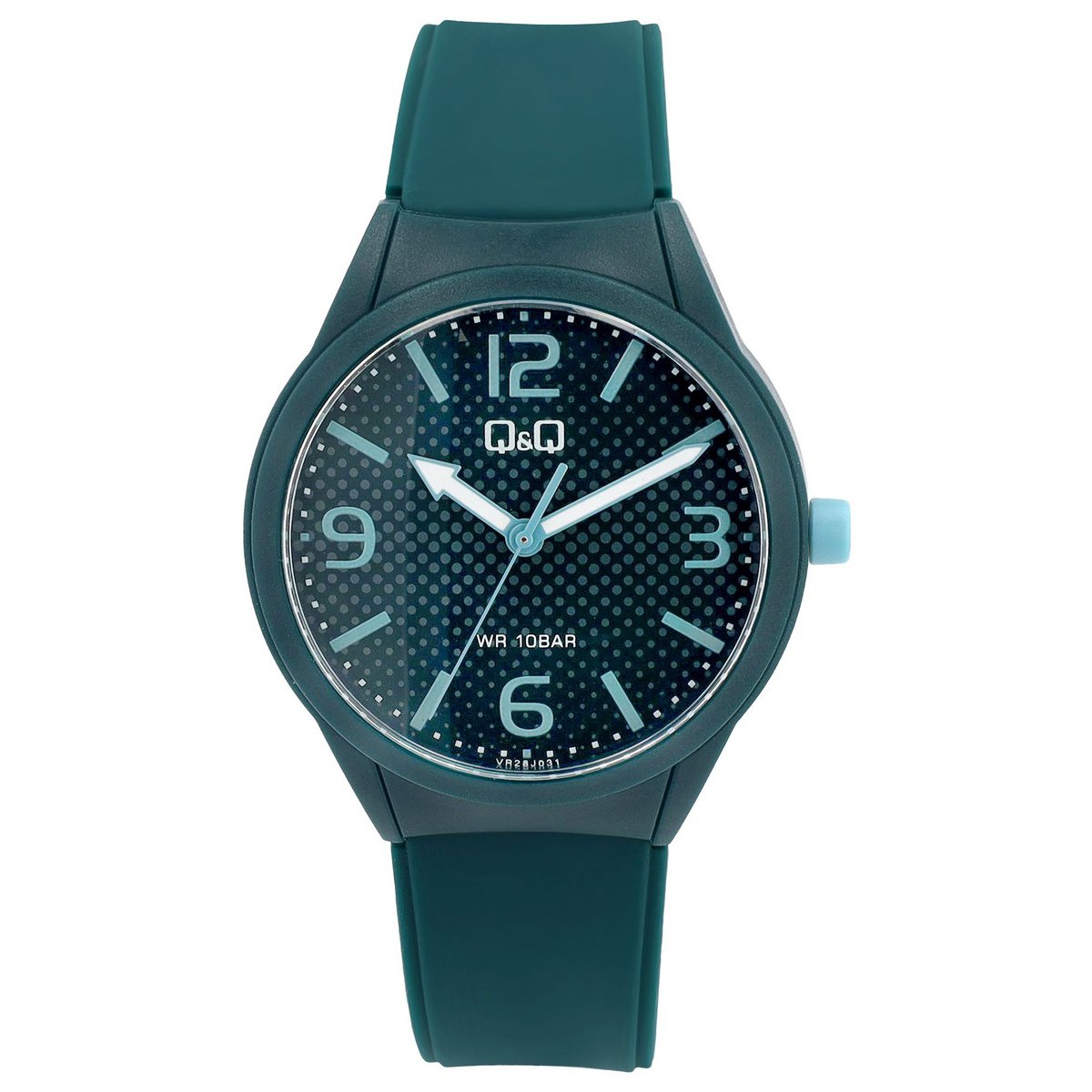 Q&amp;Q Herrenuhr mit Silikonband, Ø 40 mm, petrol