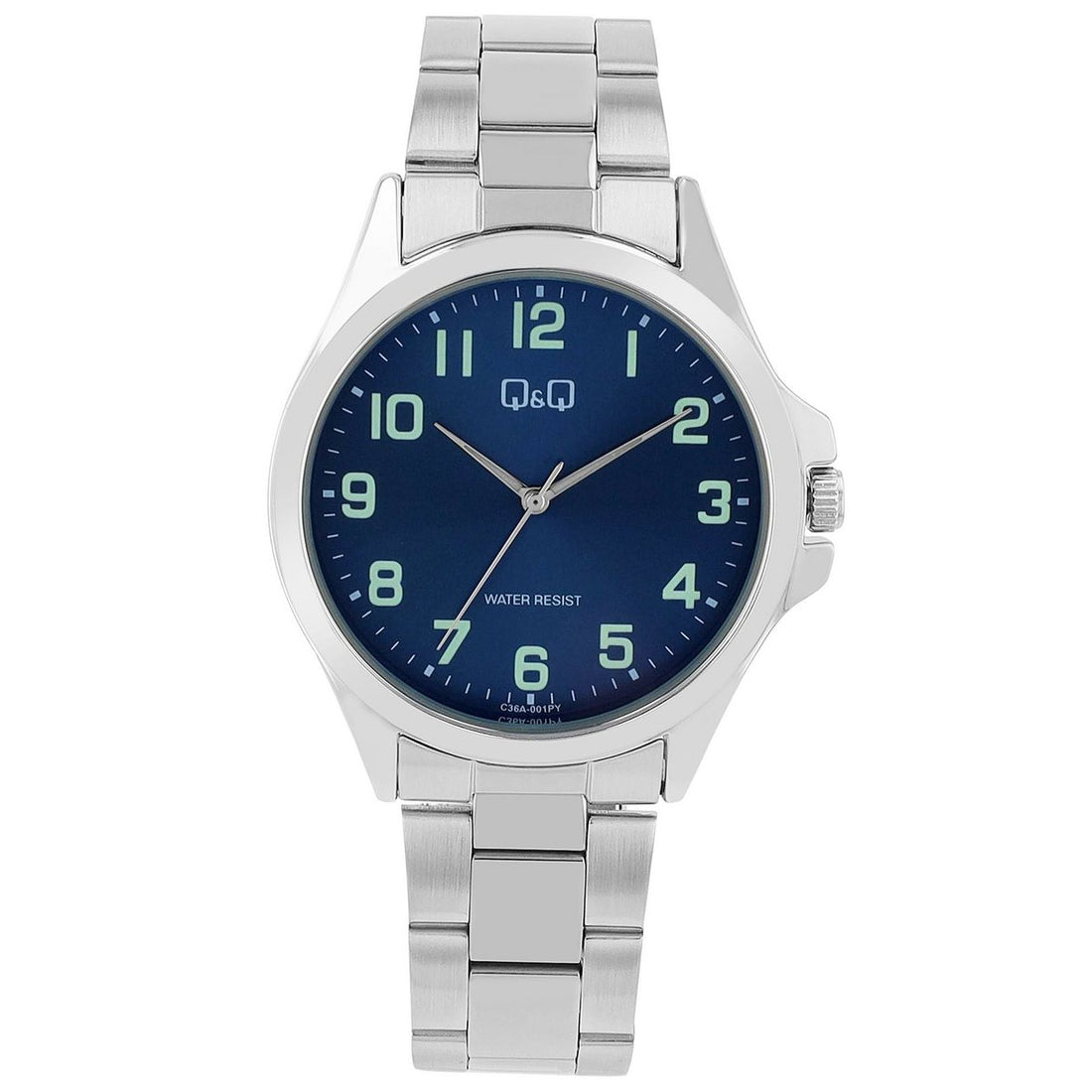 Q&amp;Q Herrenuhr, Edelstahlband, Ø 40 MM, silberfarben/ blau