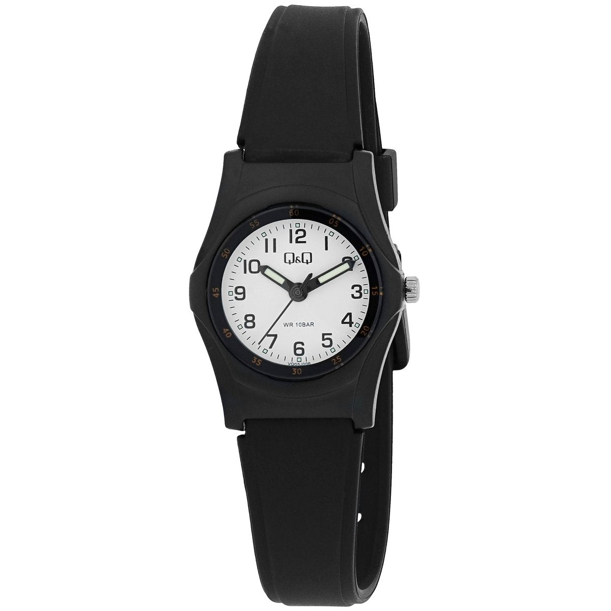 Q&amp;Q Damenuhr Silikonarmband 10 BAR schwarz
