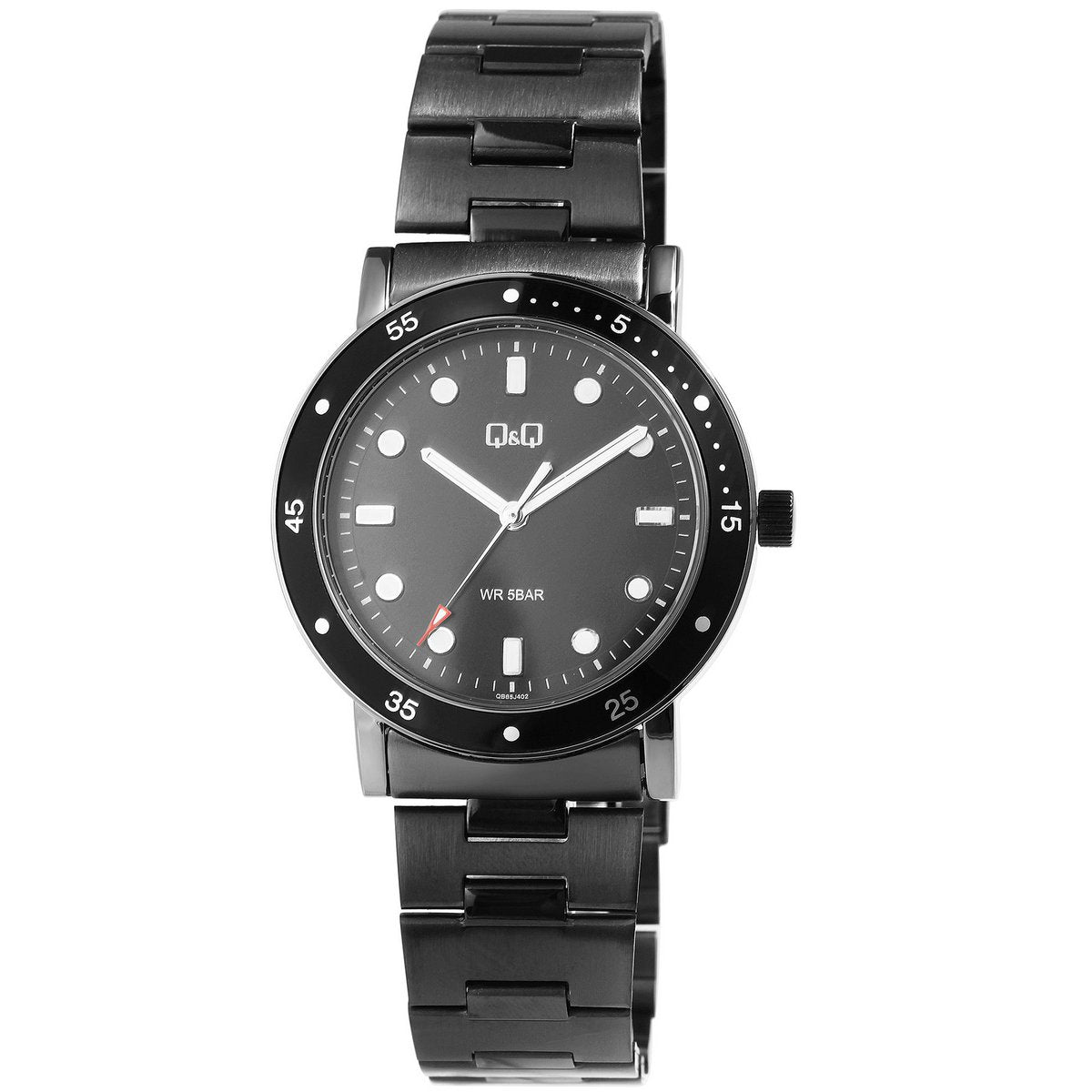Q&amp;Q Herrenuhr mit Edelstahlarmband, 5 bar, schwarz