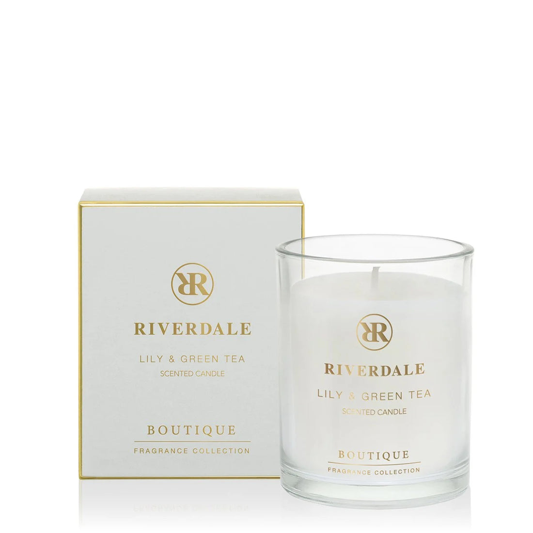 Boutique Duftkerze im Topf Lily &amp; Green Tea 10 cm grau