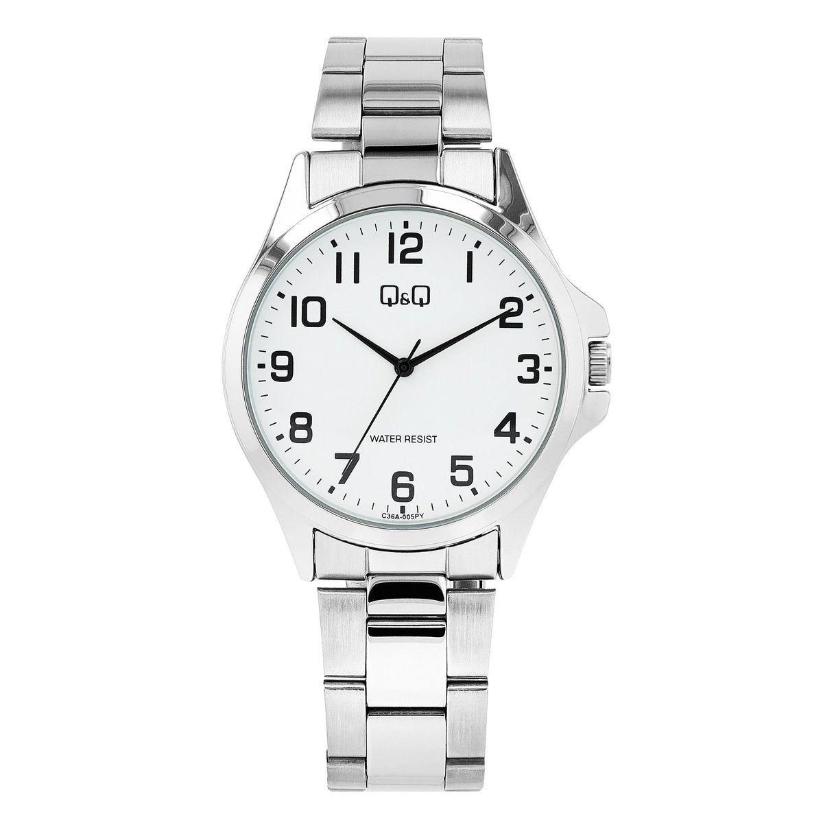 Q&amp;Q Herrenuhr, Edelstahlband, Ø 40 mm, silberfarben/ weiß