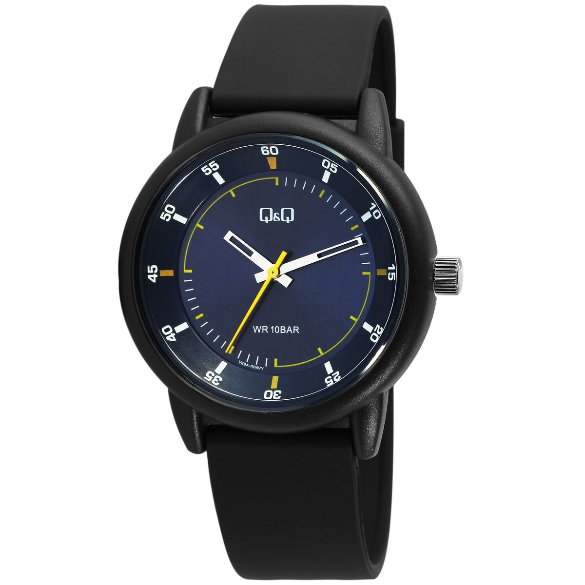 Q&amp;Q Herrenuhr mit Silikonarmband, Ø 42 mm, schwarz/blau