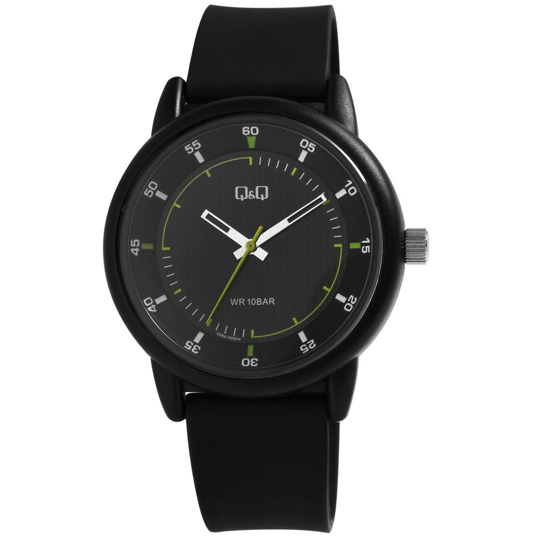 Q&amp;Q Herrenuhr Silikonarmband, Ø 42 mm, schwarz/grün