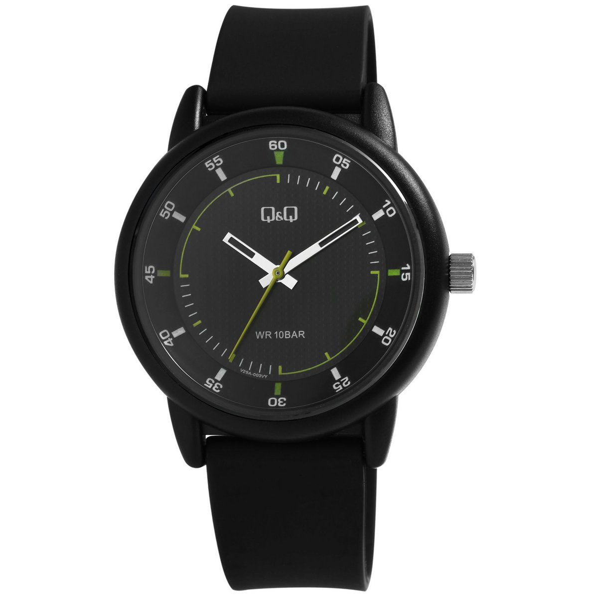 Q&amp;Q Herrenuhr Silikonarmband, Ø 42 mm, schwarz/grün