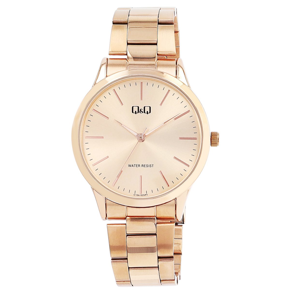 Q&amp;Q Unisexuhr mit Metallband, Ø 40 mm, roségoldfarben