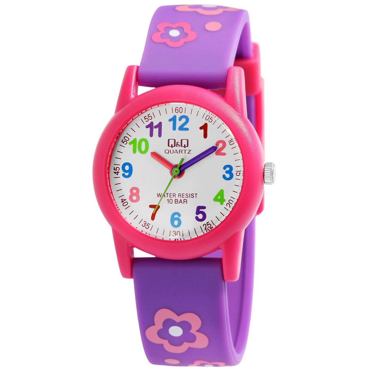 Q&amp;Q Kinderuhr "Blume", Band aus Resin, 10 ATM