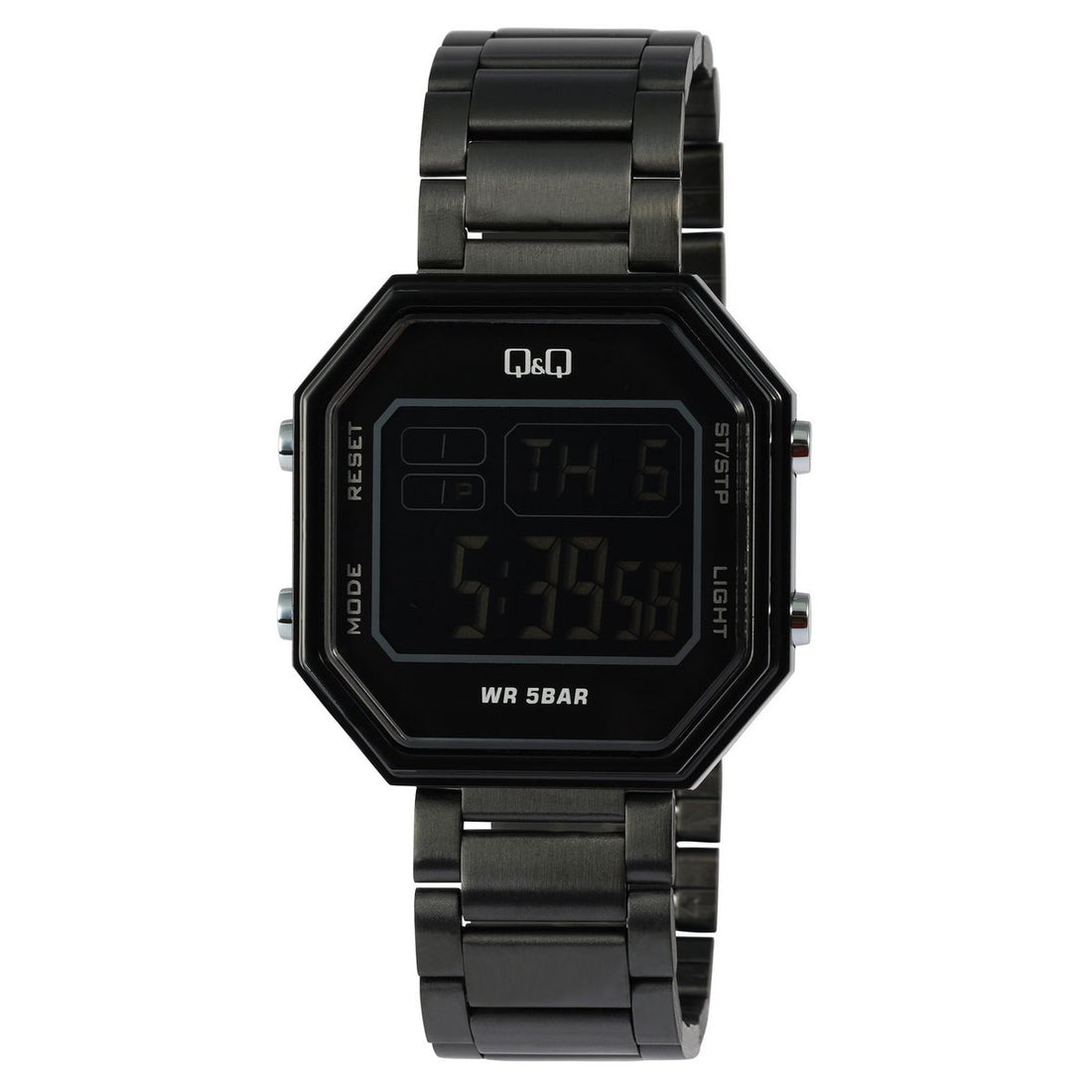 Q&amp;Q Digitaluhr mit Gliederarmband, 5 ATM, schwarz