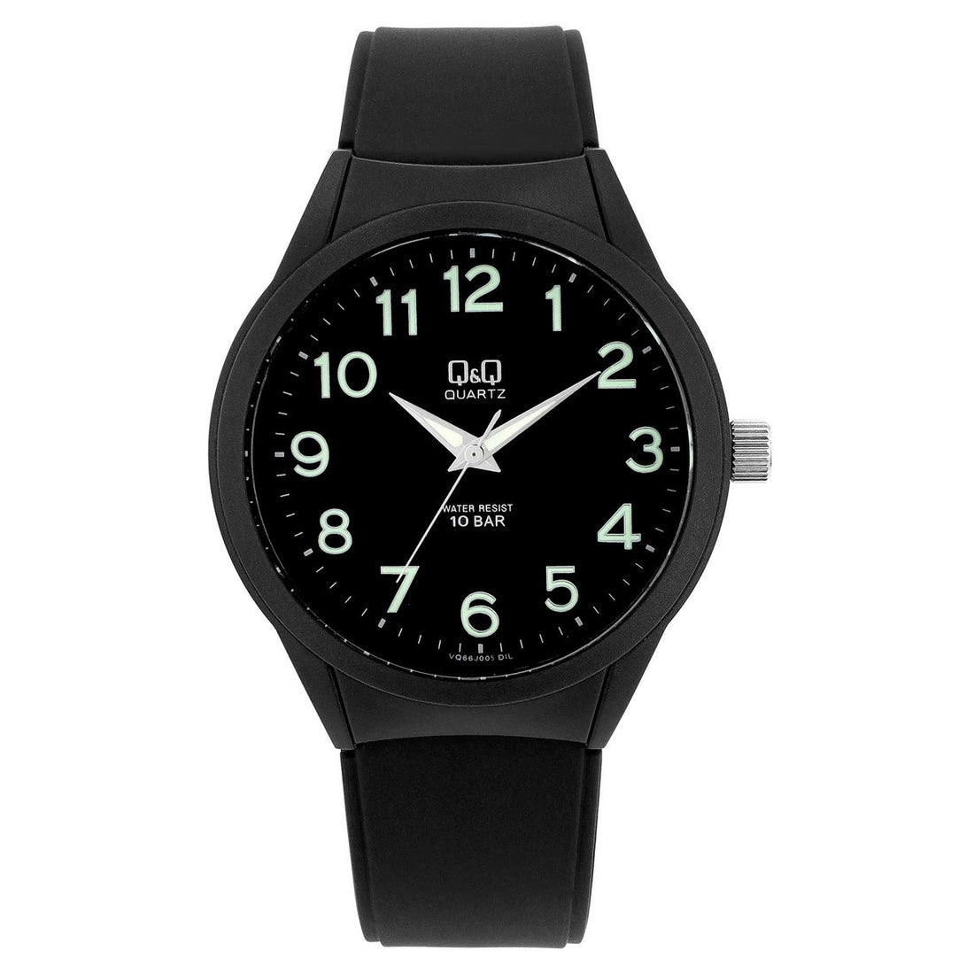 Q&amp;Q Herrenuhr mit Resinband, Ø 43 mm, schwarz/ schwarz