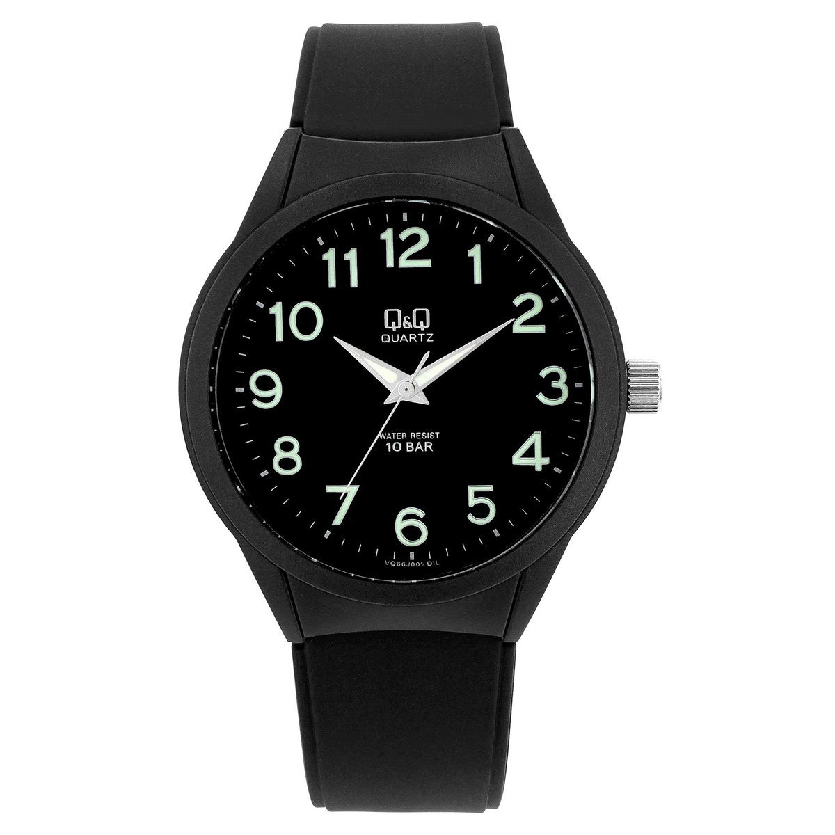 Q&amp;Q Herrenuhr mit Resinband, Ø 43 mm, schwarz/ schwarz