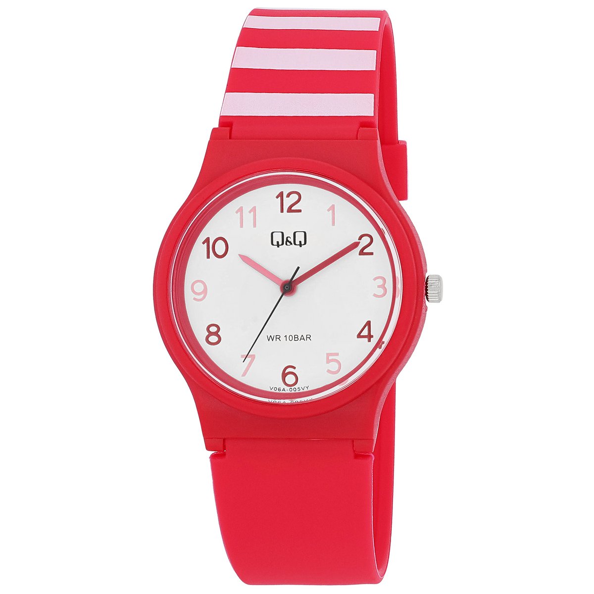 Q&amp;Q Damenuhr mit Silikonarmband, 10 BAR, rot