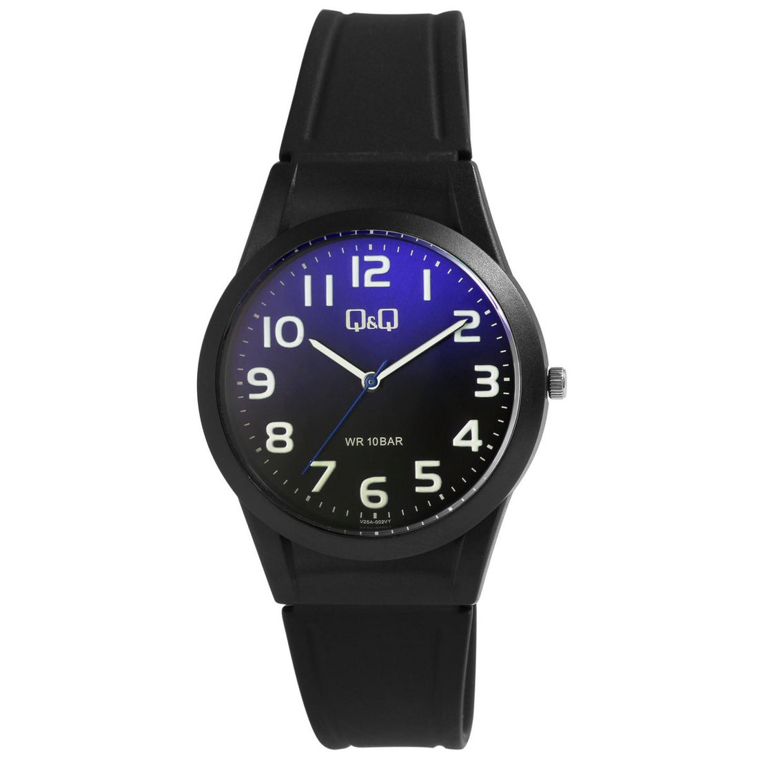 Q&amp;Q Unisexuhr mit Silikonarmband, 10 Bar, schwarz/blau