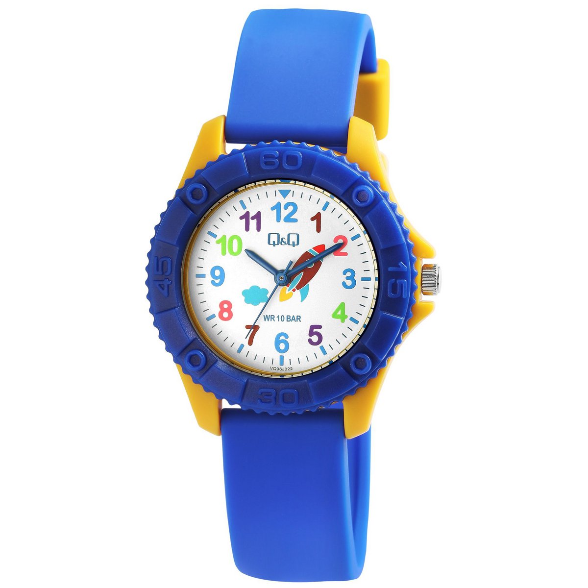 Q&amp;Q Kinderuhr, Silikonarmband, "Rakete", 10 Bar, Ø 35 mm