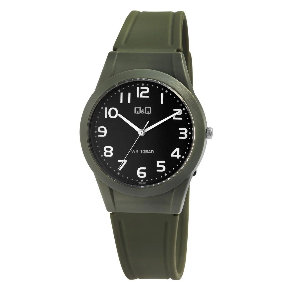 Q&amp;Q Unisexuhr mit Silikonarmband, 10 bar, khaki