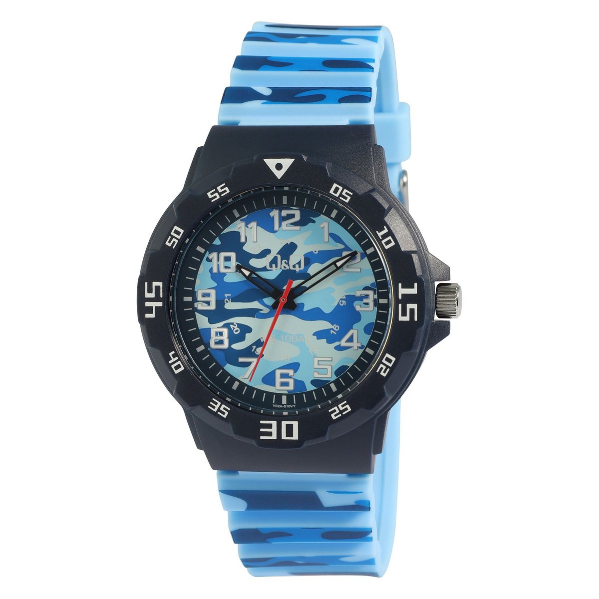 Q&amp;Q Herrenuhr mit Kunststoffarmband, 10 ATM, Ø 42 mm Camouflage blau