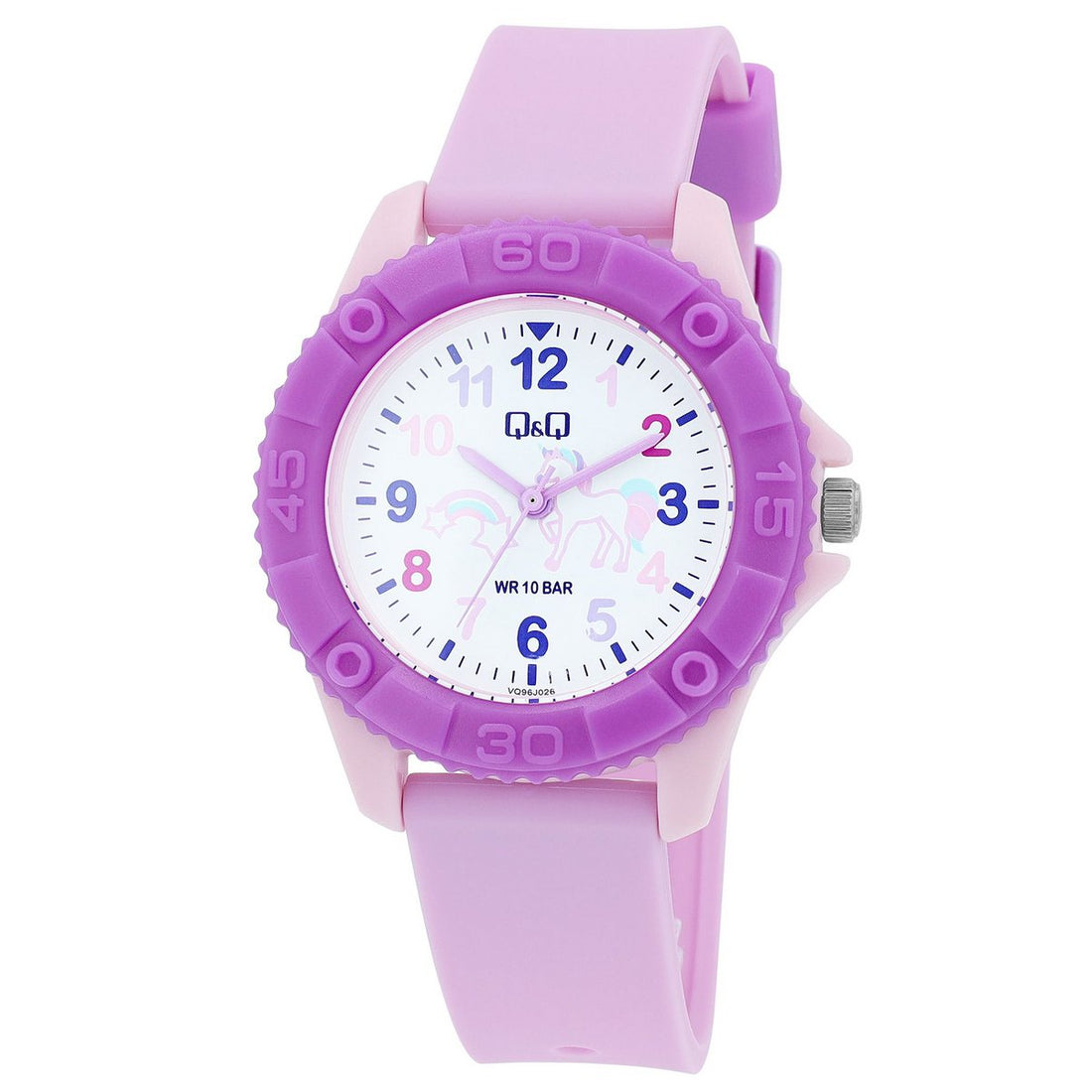 Q&amp;Q Kinderuhr, Silikonarmband, "Einhorn", 10 Bar, Ø 35 mm