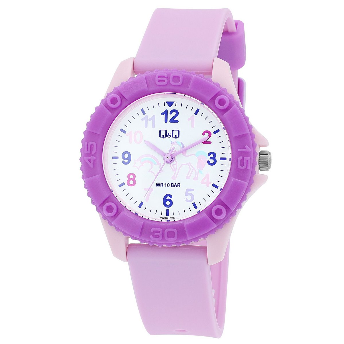 Q&amp;Q Kinderuhr, Silikonarmband, "Einhorn", 10 Bar, Ø 35 mm