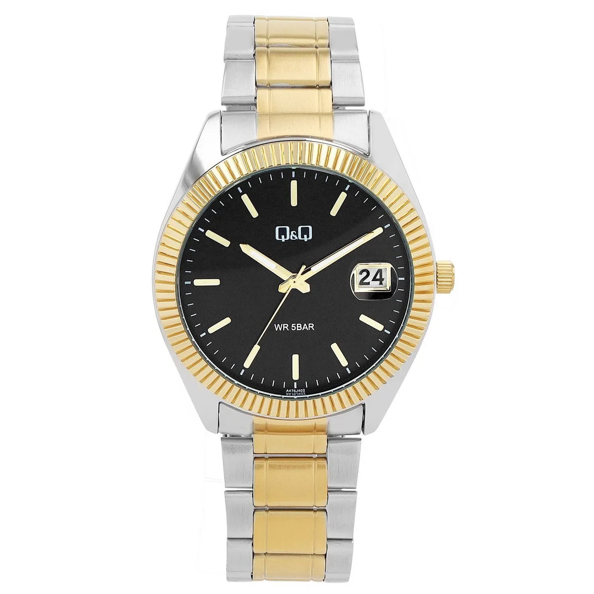 Q&amp;Q Herrenuhr mit Edelstahlarmband, 5 Bar, Silber- &amp; Goldfarben